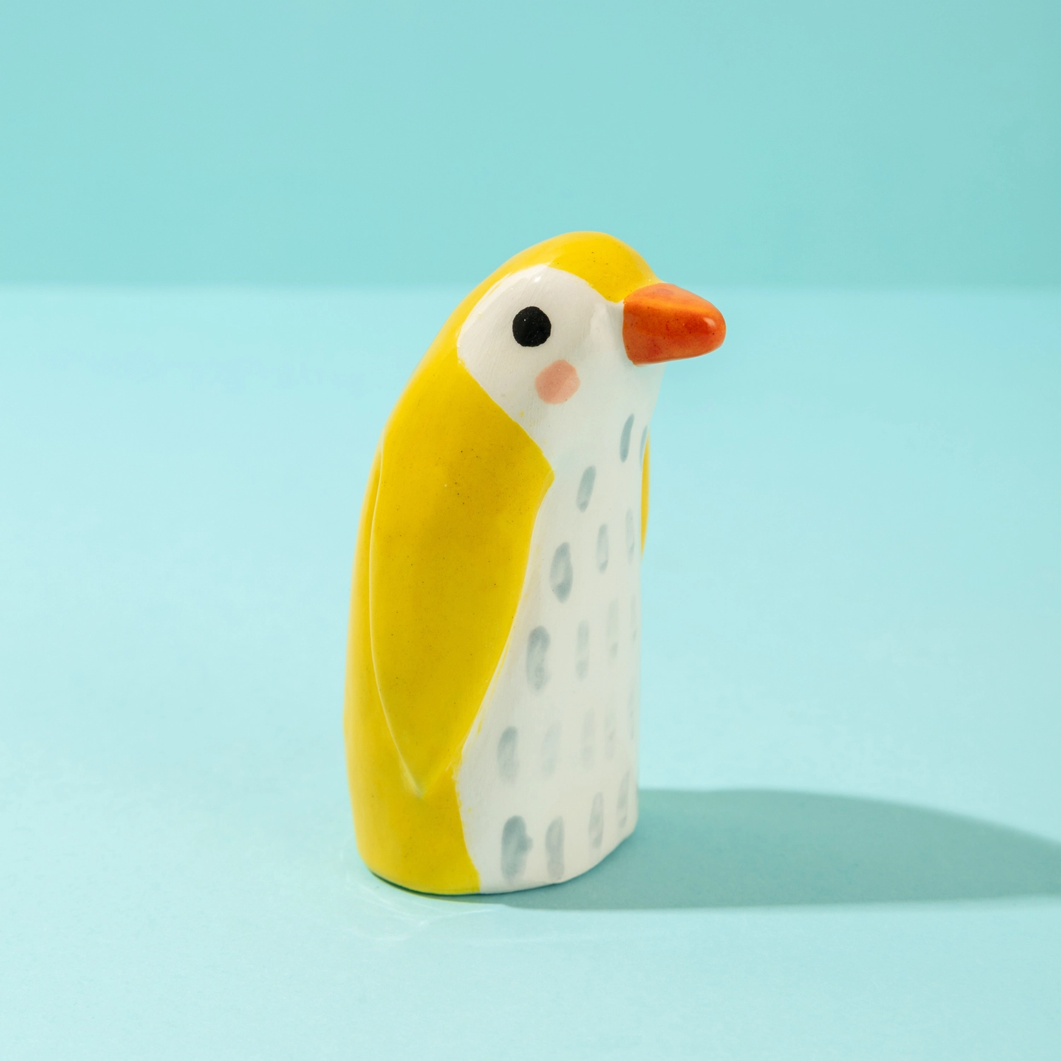 Ana Seixas Mama-Pinguin Gelb aus Portugal, Keramik ca. 585 cm, Handgefertigt  