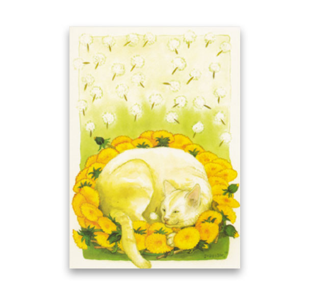 Postkarte Inge Löök "Katze und Löwenzahn"  Löök Postkarte