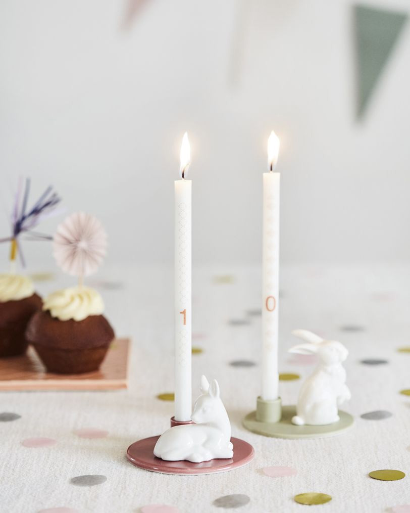 dottir Nordic Design Kerzenhalter Geburtstagsgeschichten HARE / Hase - MUSTARD-, Birthday Stories