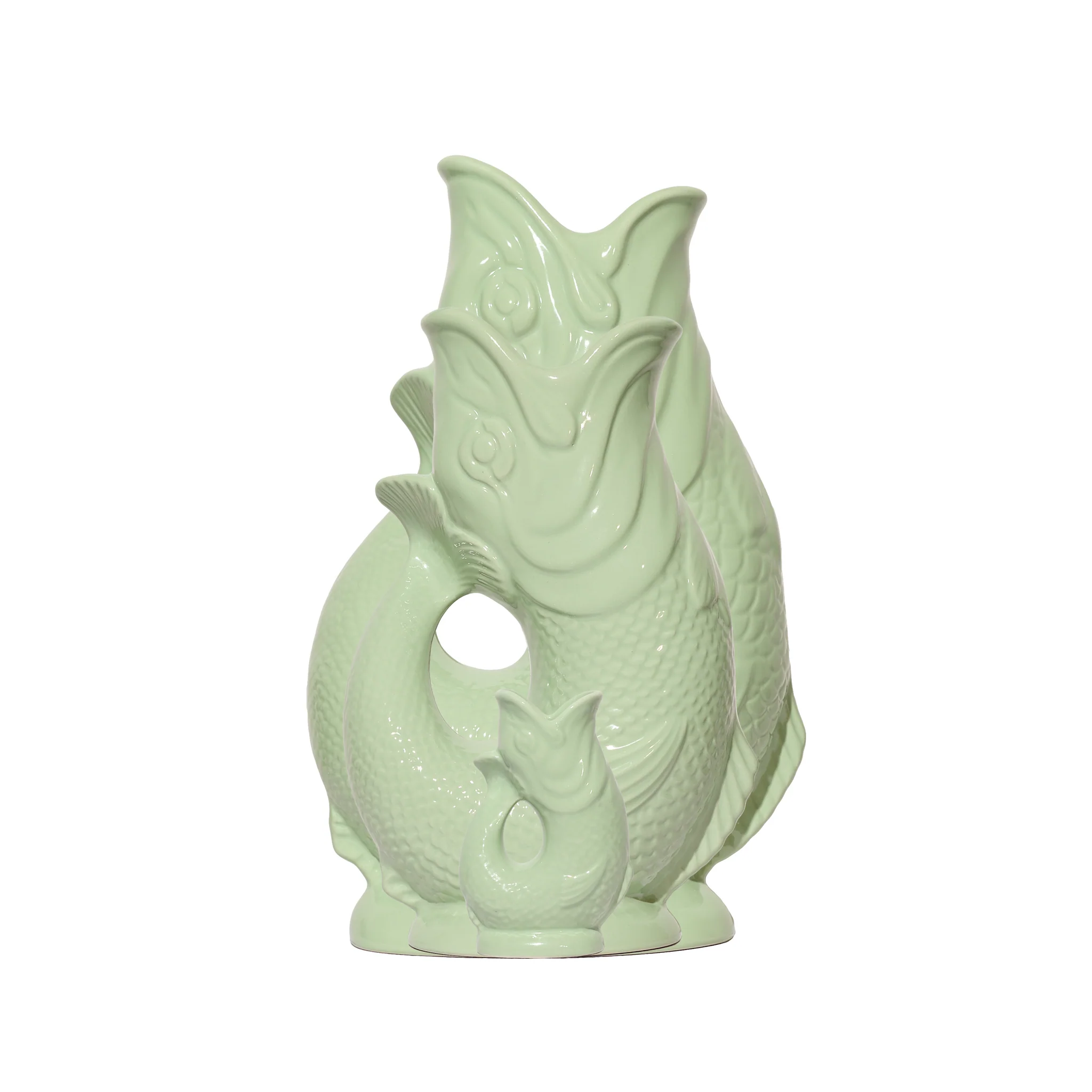 Gluckigluck  Fisch Karaffe/ Wasserkrug XL Pistazie /Pistachio, ca. 1,1 L, Höhe ca. 27 cm 