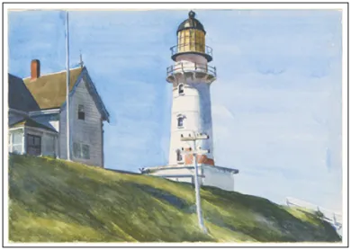 Edward Hopper Postkarte "Light at two lights, 1927"Leuchtturm  , Kunst