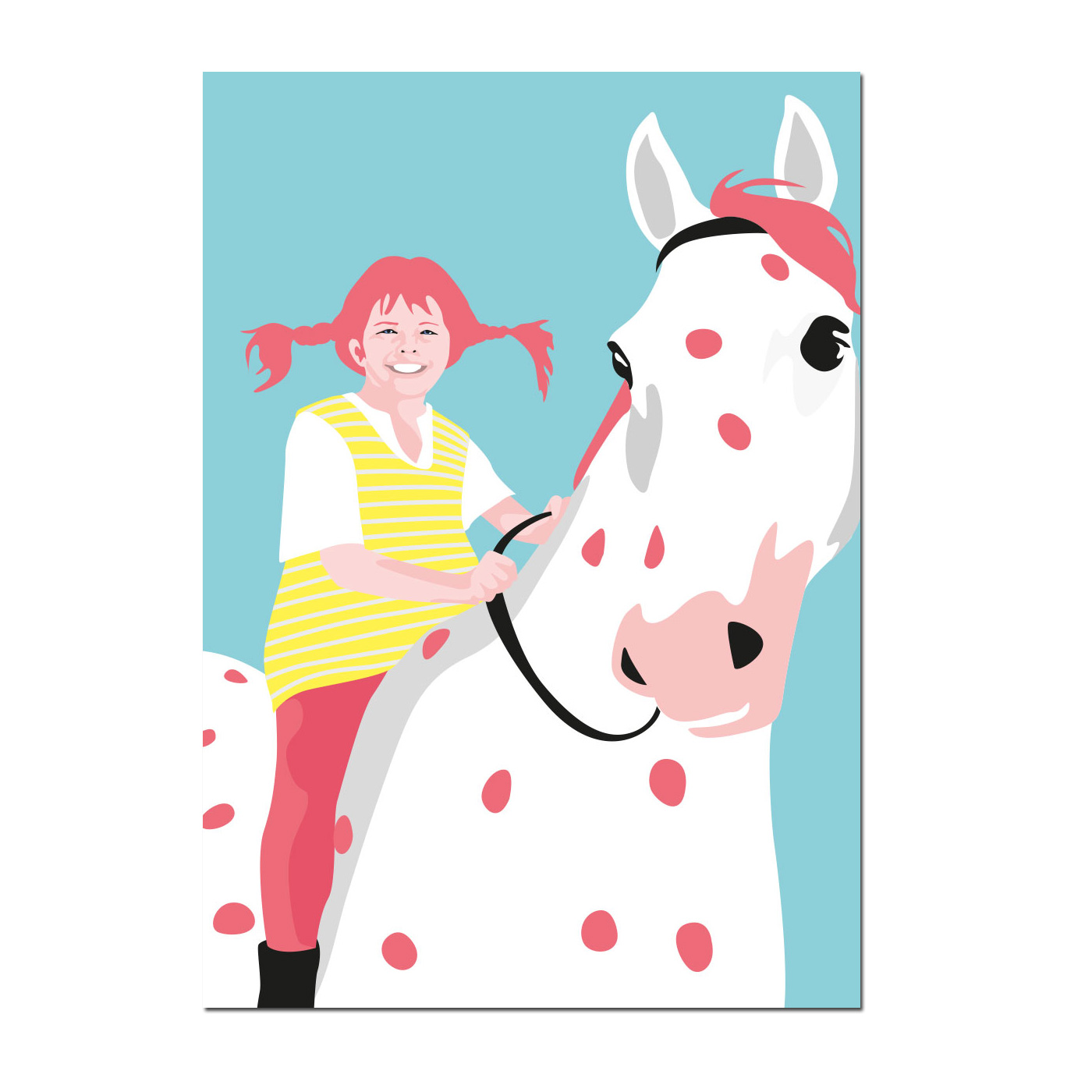 Postkarte  "Red hair girl with horse " , Pop Art new generation 