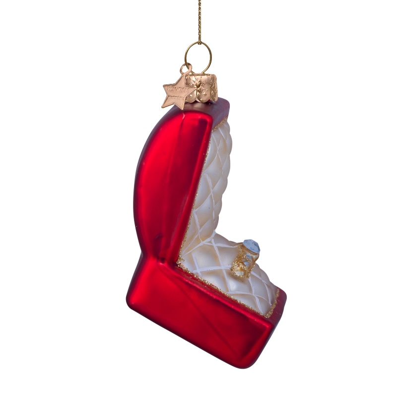 Weihnachtsanhänger Hochzeitsring in der Box, Rot, Glas,  Höhe ca. 9 cm, Liebe, Hochzeit von Vondels