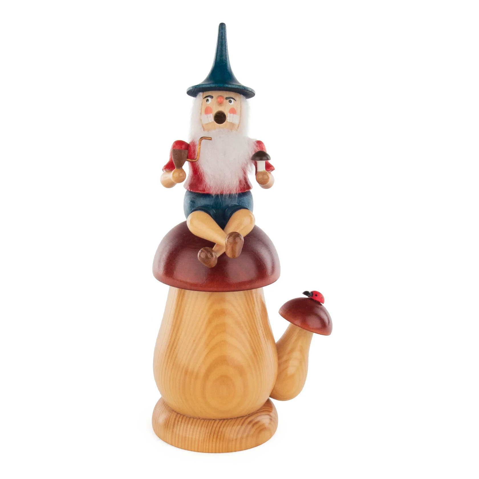 Erzgebirge Räucherzwerg rot auf Pilz, ca. 20 cm aus dem Erzgebirge ♥      