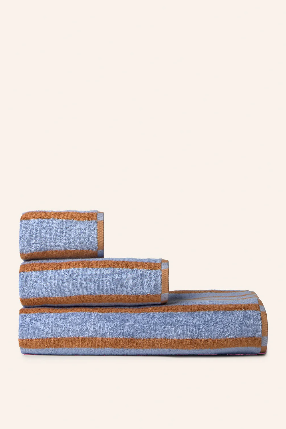 Badehandtuch mit blau mit braunen Streifen Saturno, ca. 50 x 90 cm, Handtuch  