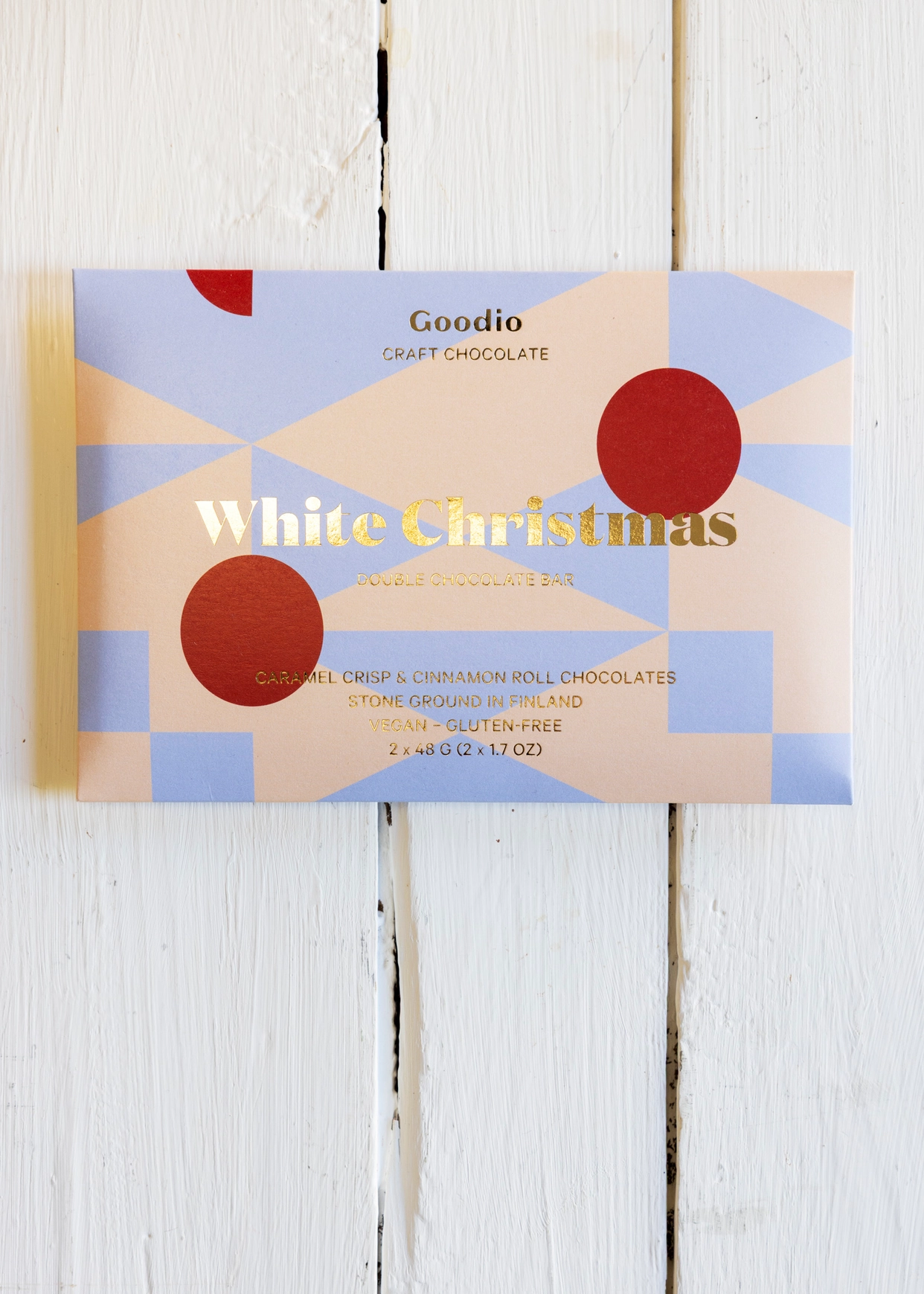 % GOODIO Weihnachtsschokolade WHITE CHRISTMAS, Doppel-Schokoladenriegel, 2x 48 g