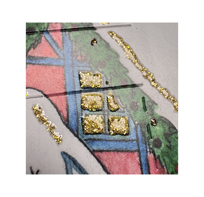 Adventskalender Karte , als Windlicht zum Aufstellen "Winterlicher Hof & Kirche"  