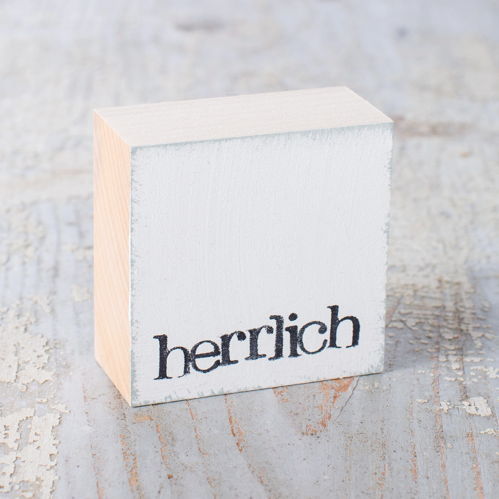 Textplatte "herrlich" weiß von iopla , 6 x 6 cm  