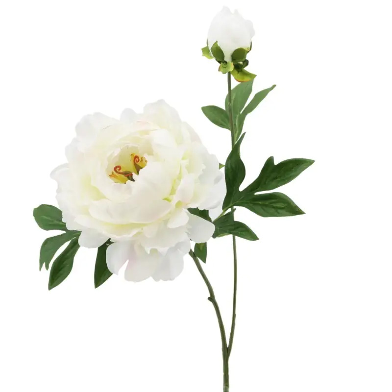 Pfingstrose mit Knospe, creme, ca. 73 cm, Kunstblume