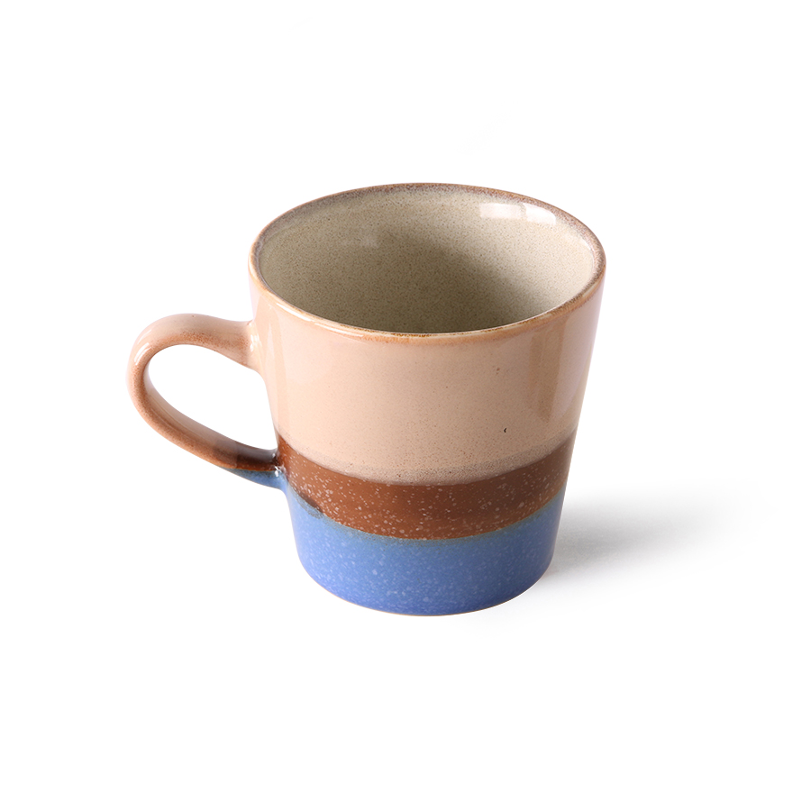 HKliving 70's Americano-Becher, blau-rosa, sky,  Siebziger Jahre Geschirr, Keramik, Tasse 