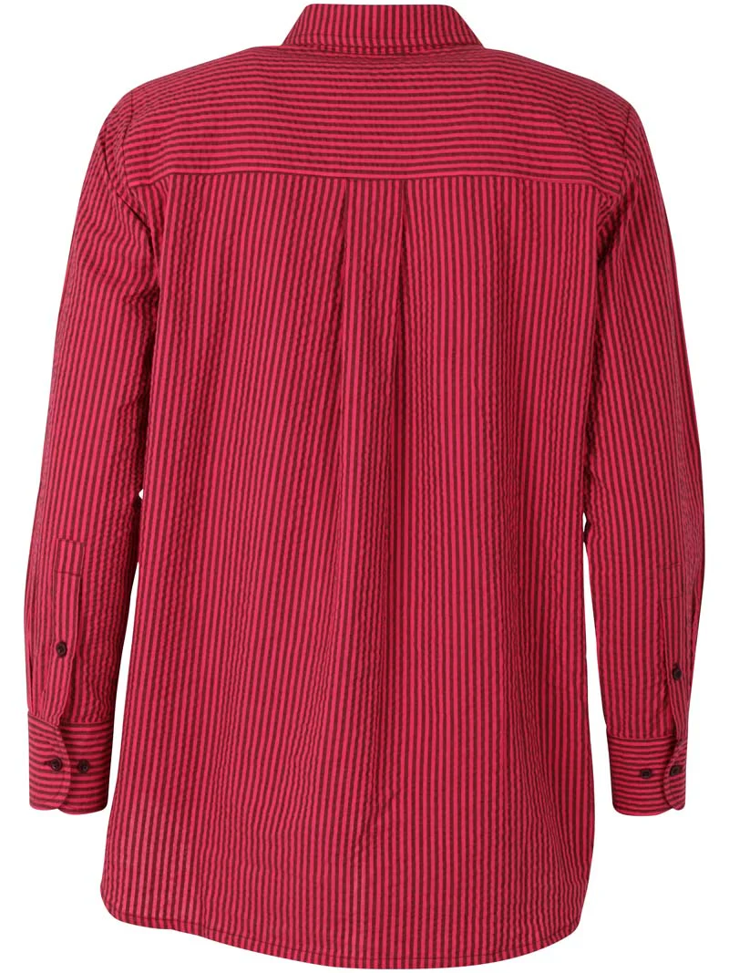 % Danefae Daneclassic Searsucker Hemd , Farbe: Dunkles Bordeaux/Power Pink