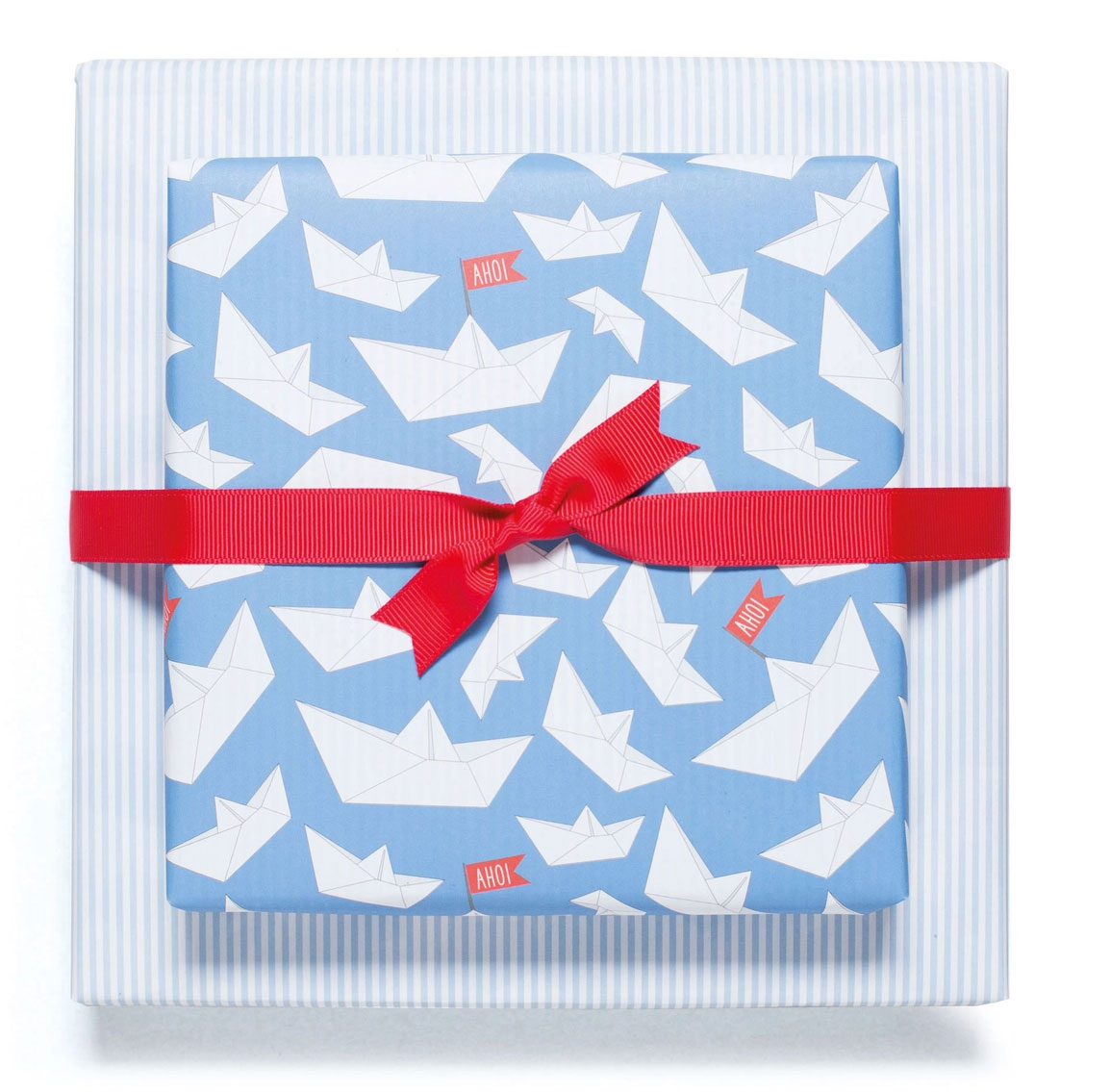 Geschenkpapier Faltboote blau, zweiseitiges Recyclingpapier ca. 67 x 48 cm , beidseitig bedruckt