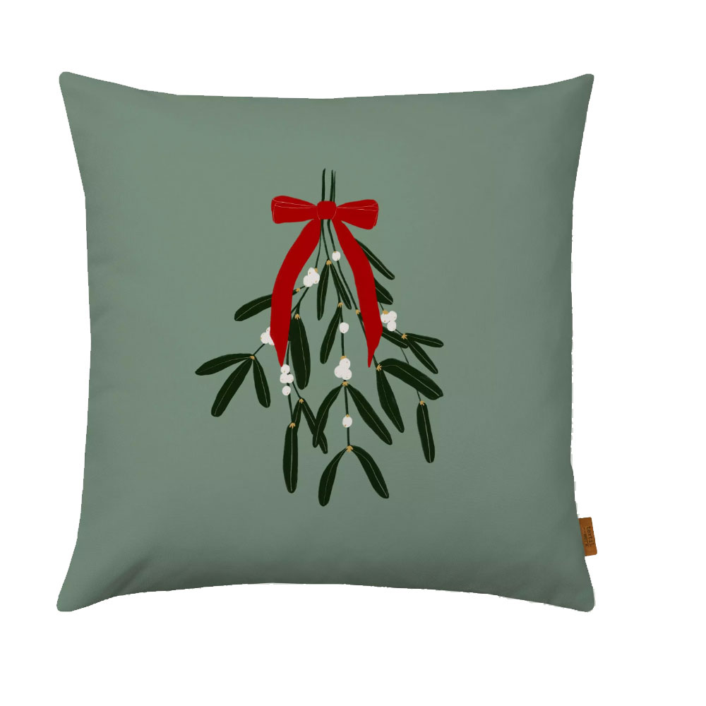 % Kissenhülle  "Mistelzweig"  , ca.  40 x 40 cm , Polyester-Canvas   