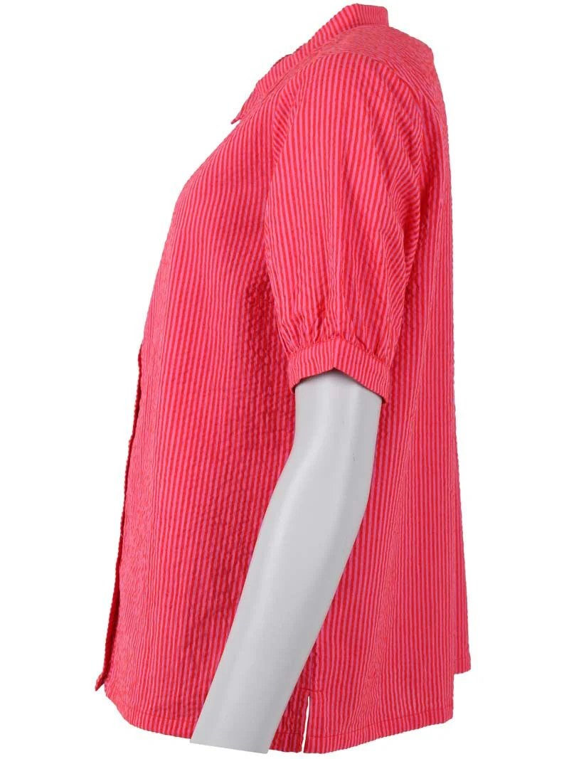 Danefæ Danesyren SS Searsucker Shirt Super Pink/Bright Red