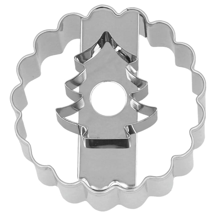 Ausstecherle Linzer Tanne 5 cm, Edelstahl von Birkmann, mit Innenprägung, Prägeausstecher, Ausstechform 
