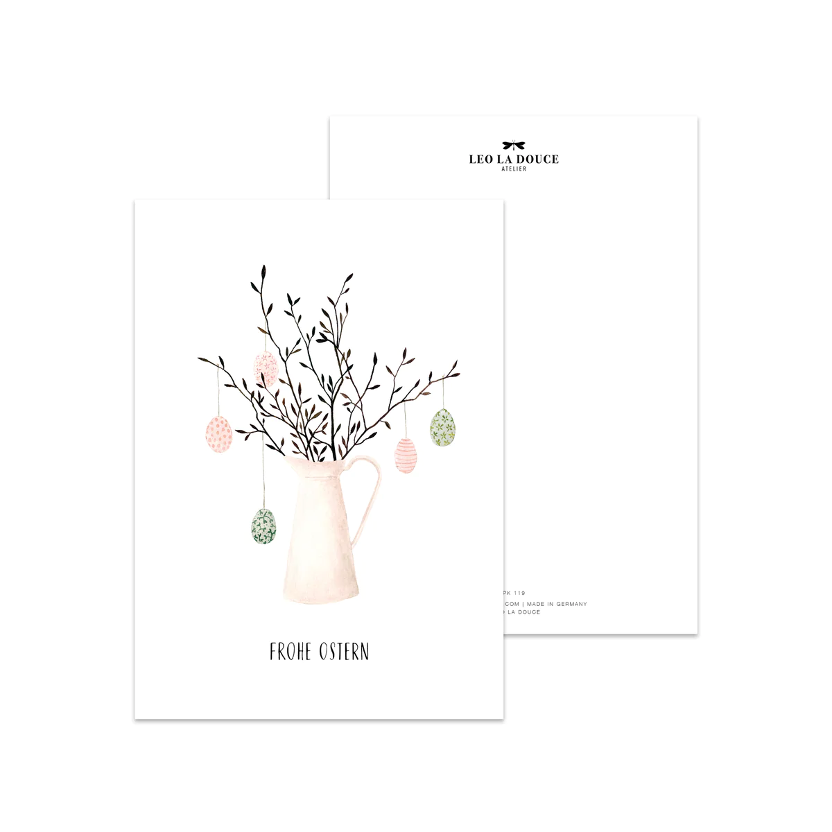 Leo la Douce Klappkarte  " FROHE OSTERN "Ostervase, Ostern   