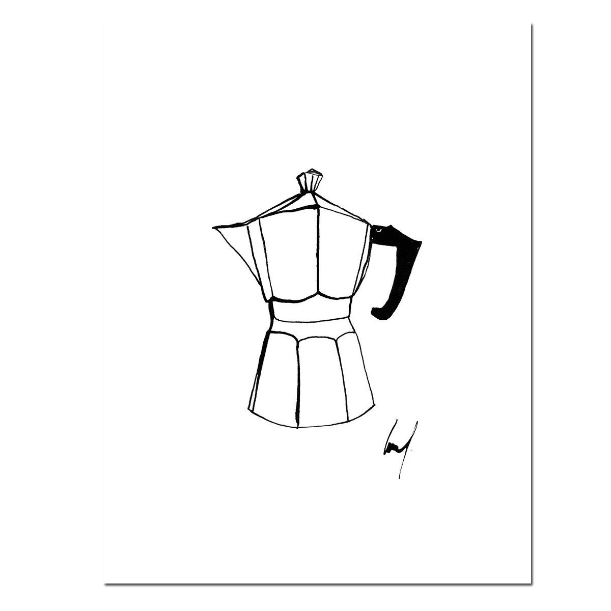 Leo la Douce Kunstdruck - Art Line | B/W Espresso Maker, A4