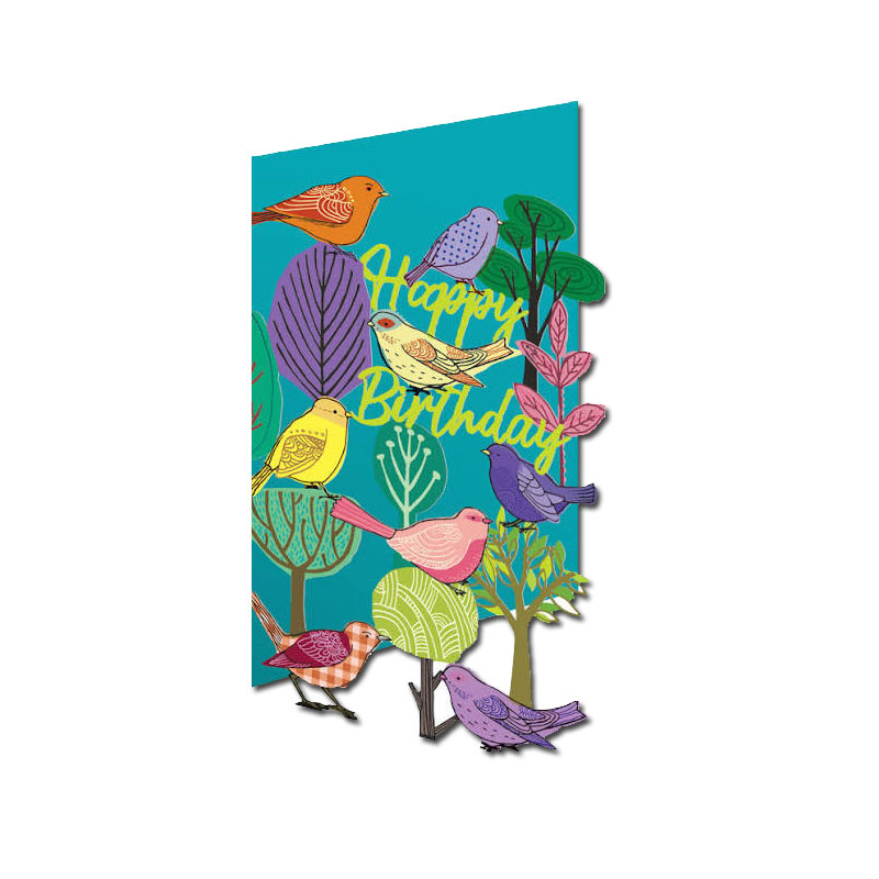 Roger la Borde Geburtstagskarte Modern Birds Birthday Lasercut Card single