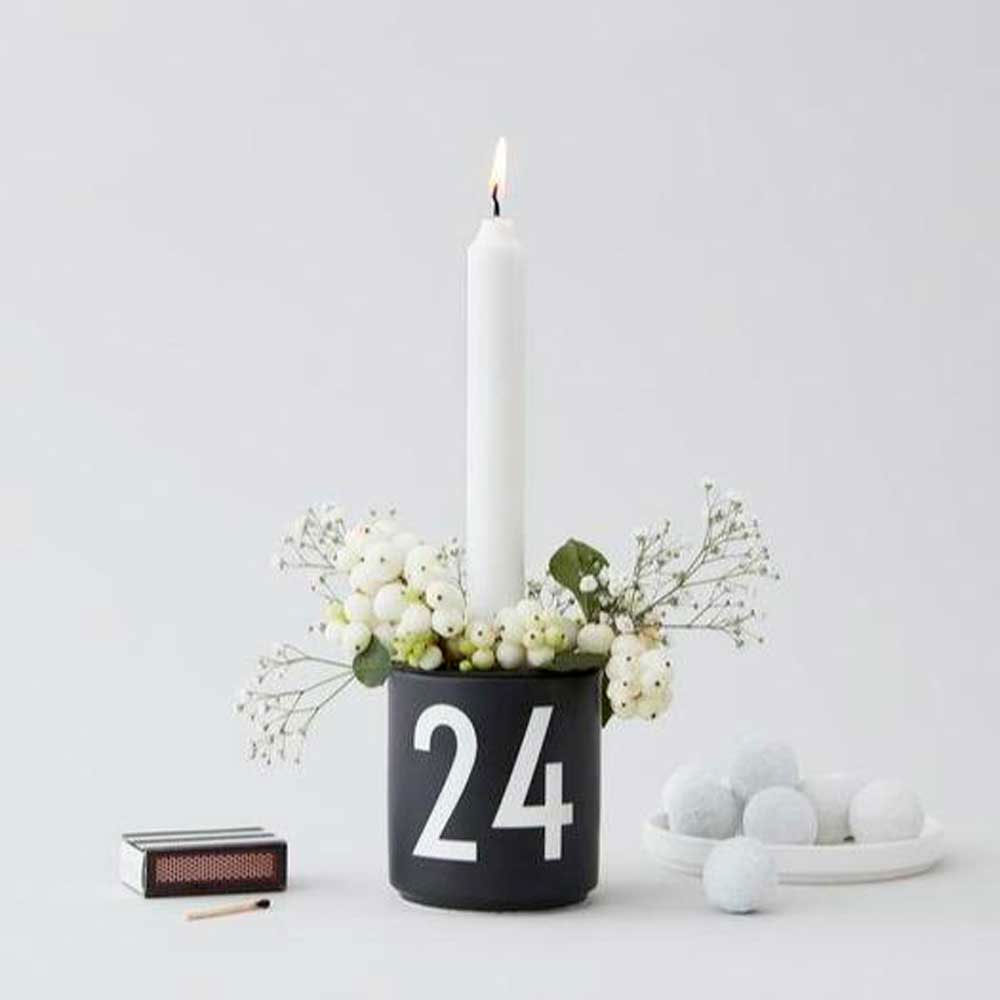 Design Letters Favourite Cup  & Kerzenständer 24, Weihnachtskerzenhalter , Becher Porzellan, Farbe: schwarz