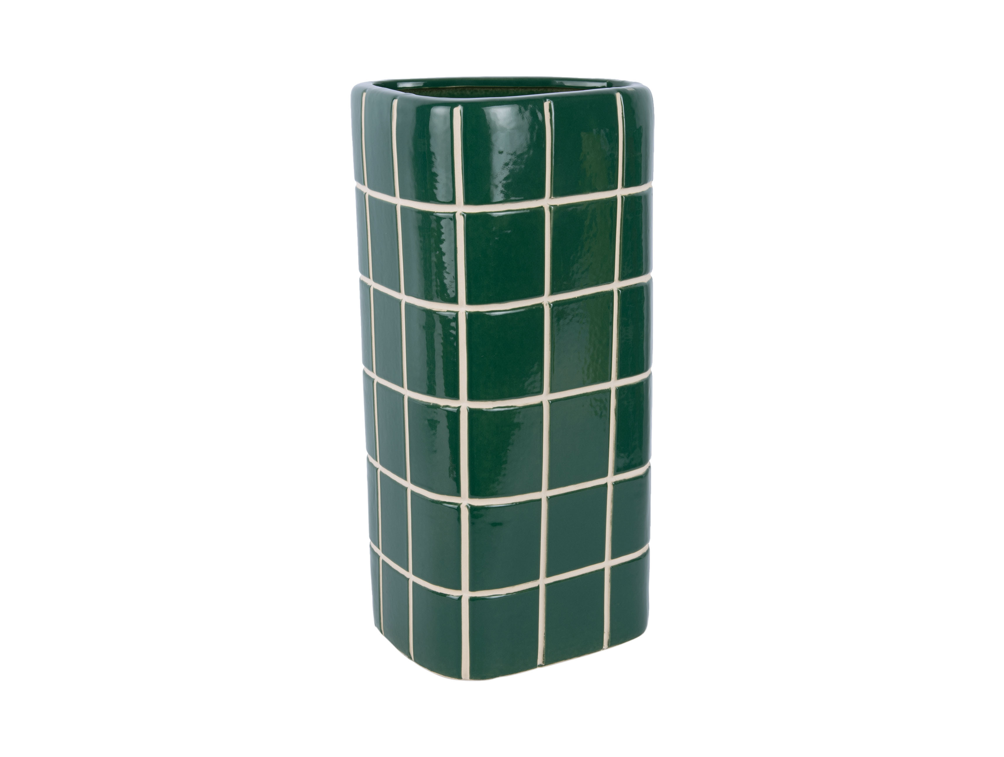 Vase Retro Fliesen Grün, Retro Tiles Triangular Large, Höhe 37 cm, D.15 cm    