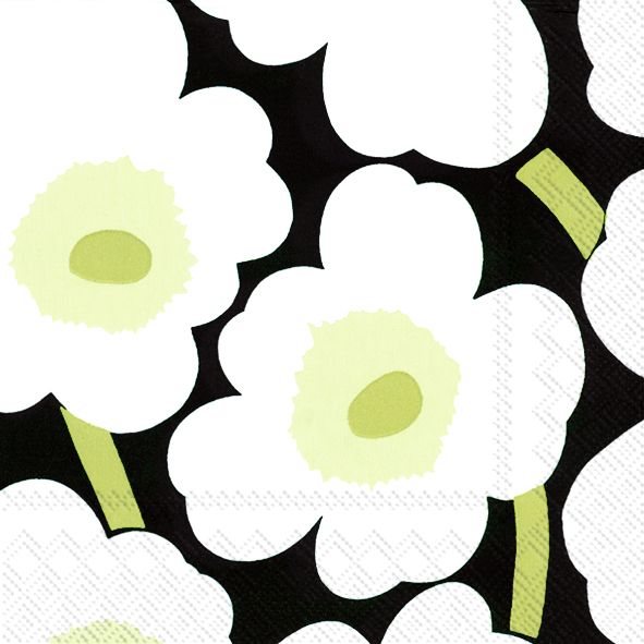 MARIMEKKO Papierservietten  UNIKKO black, 33 x 33  cm, Lunchservietten von IHR   