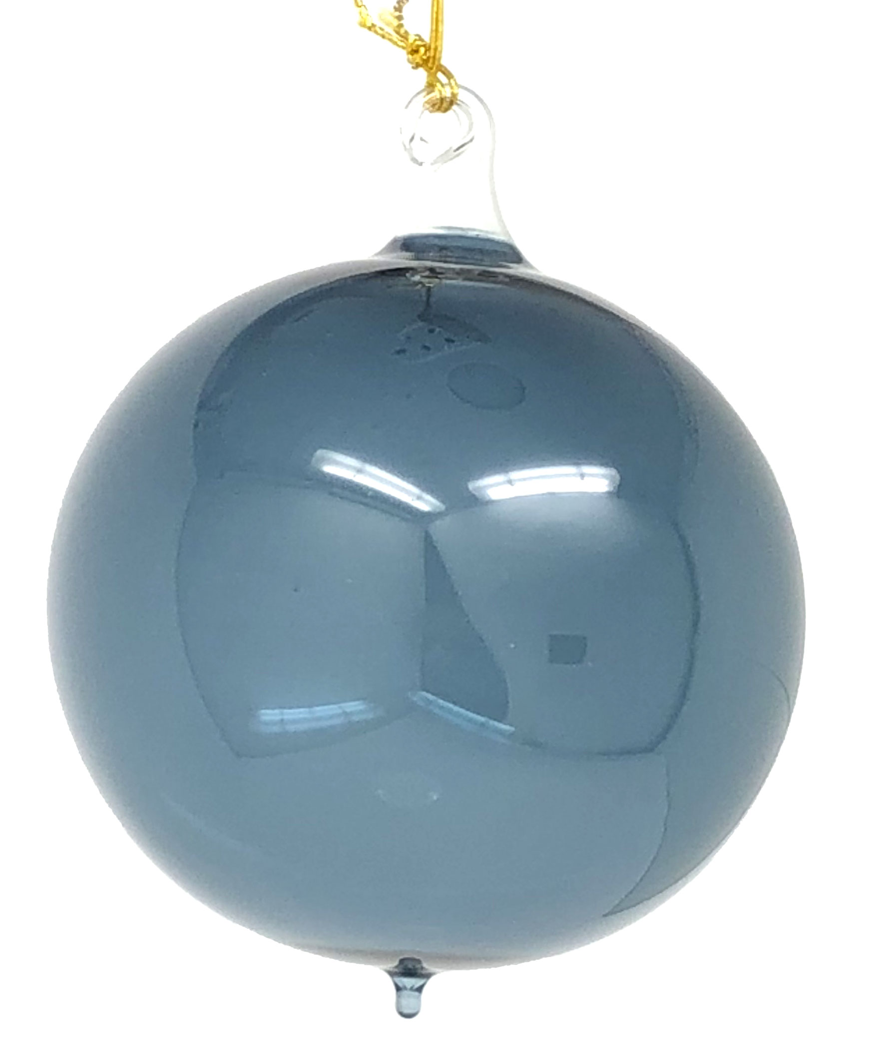 Weihnachtskugel Glasöse stahlblau transparent, D. ca. 8 cm