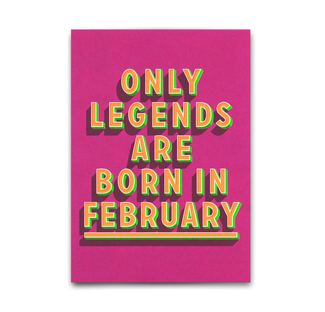 Postkarte "Legends Februar" | Coole Karte mit Spruch zum Geburtstag von Deli Cards        
