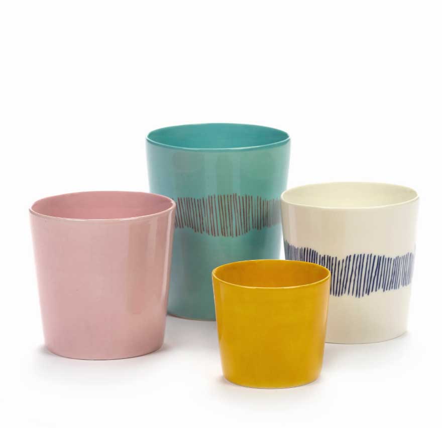 Ottolenghi Kaffeetasse 25cl white - blue stripes, Weiß, Feast, Becher 25 cl 