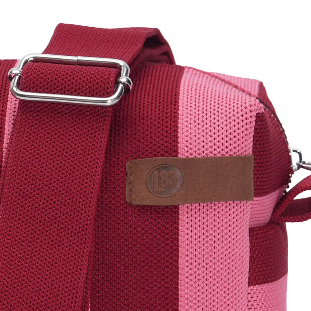 LOT83 Umhängetasche Megan 20, Streifen Dunkelrot-Rosa