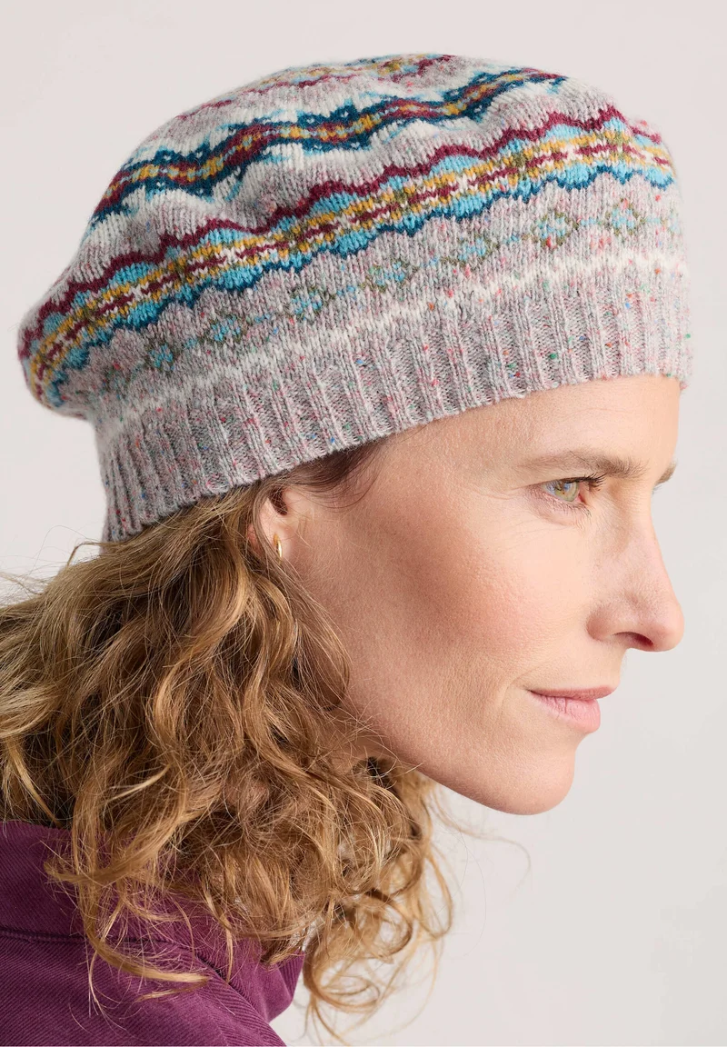 % SEASALT CORNWALL Lundy Bay Beret-Harlyn Pink Grass Multi