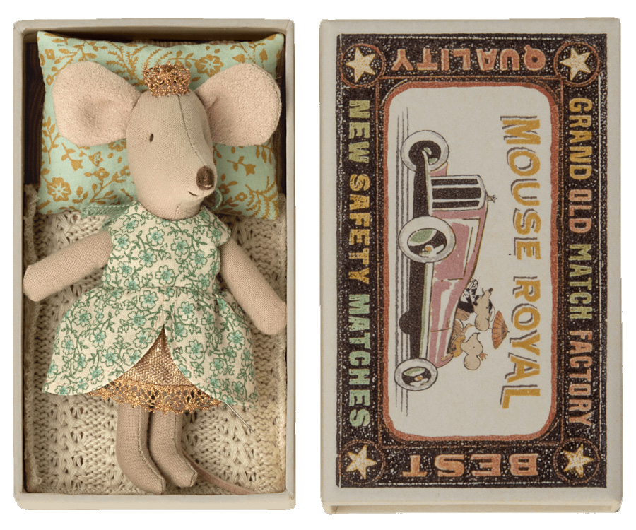 Maileg Maus Prinzessin, kleine Schwester, ca. 11 cm, Maileg Princess mouse, Little sister in matchbox