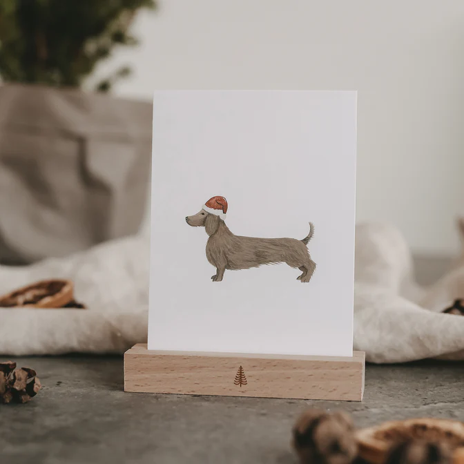 Eulenschnitt Postkarte Dackel Weihnachten