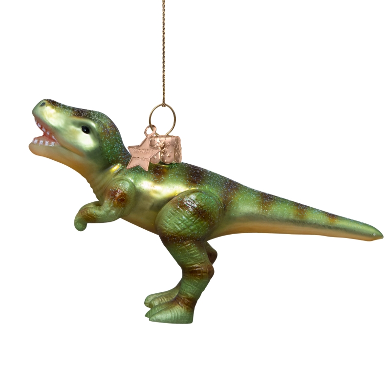 Weihnachtskugel Dino, Grün, Glas, H. ca. 9 cm von Vondels, Dinosaurier