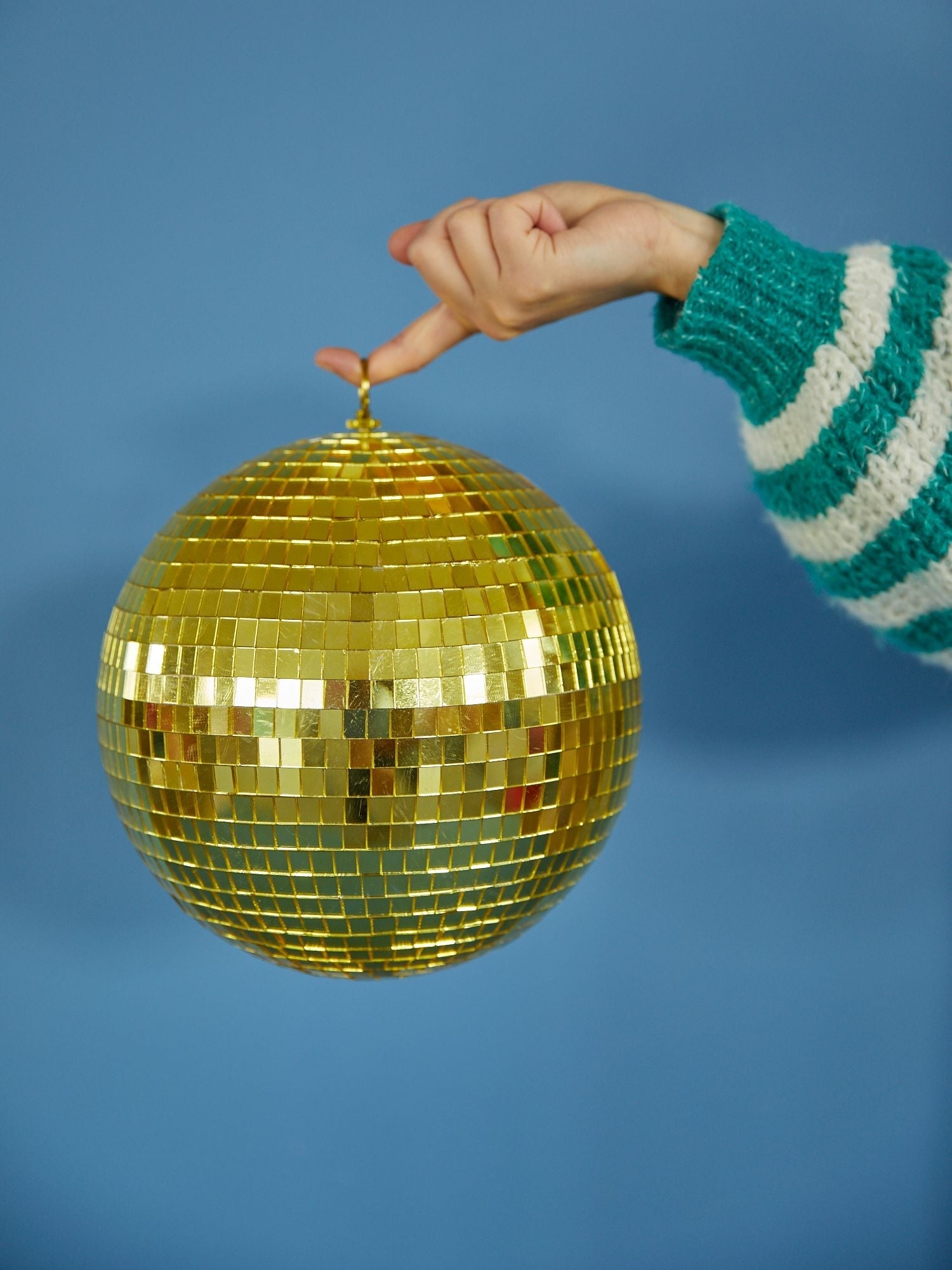 RICE Diskokugel Gold, D. ca. 25 cm, Large Disco Ball - gold
