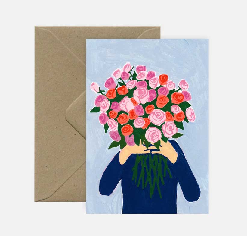 Doppelkarte "bouquet of roses" von Pink Cloud Studio , Liebe 