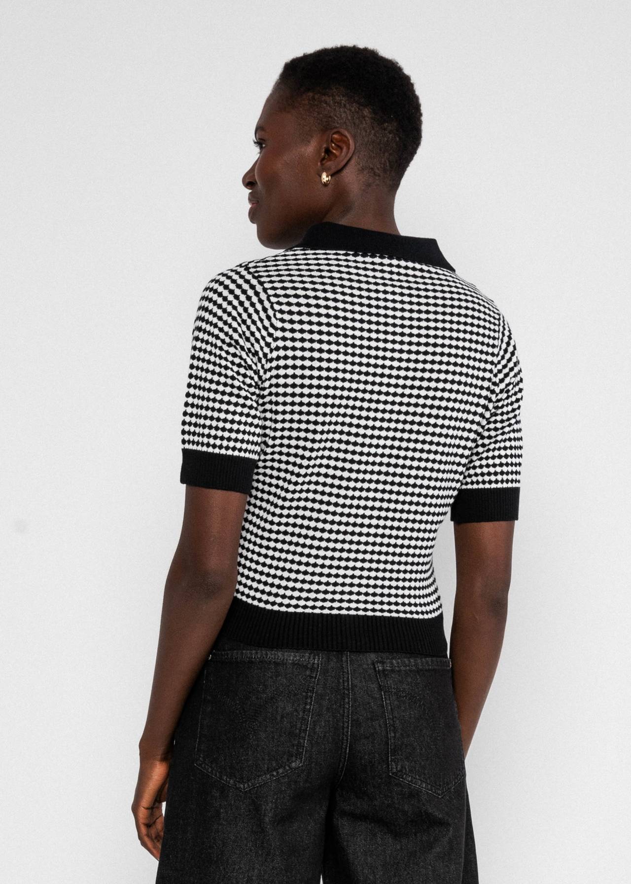 Blutsgeschwister Strickoberteil Petite Poloette - mixed dots black beige