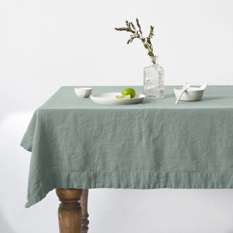 Tischdecke 140 x 140 cm  Leinen Green Milieu von Linen Tales   