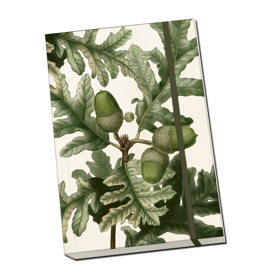 Sköna Ting Notizbuch A5 "Acorn" 96 Blatt, mit Gummiband aus Schweden, Herbst, Eichel