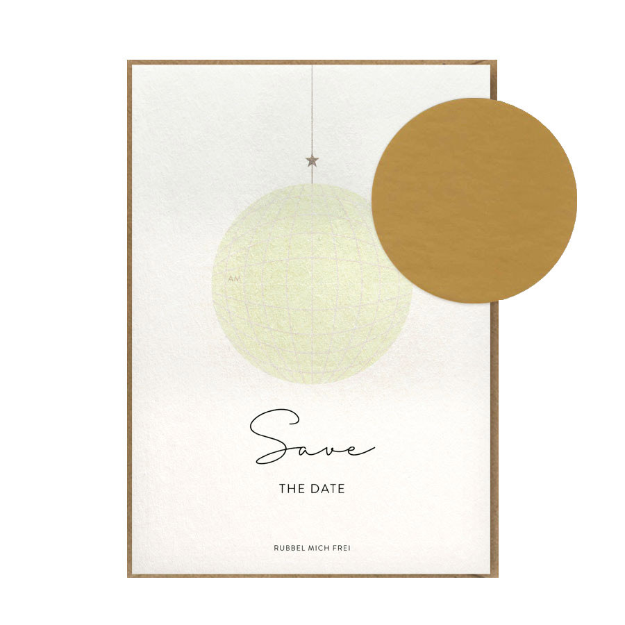 Rubbelkarte SAVE THE DATE von Kartenmarie mit goldenen Rubbel-Sticker