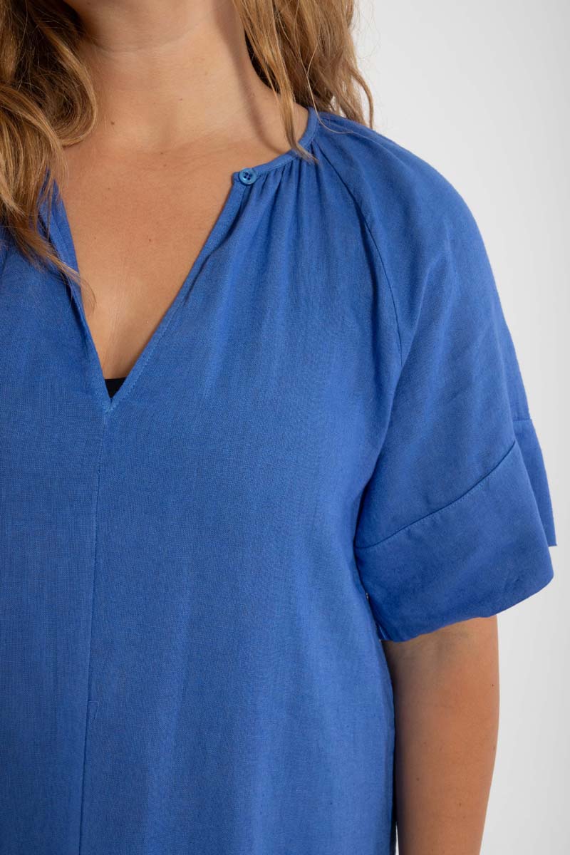 % Danefae Danehostess Modal-Leinenkleid Blau % Größe M/38