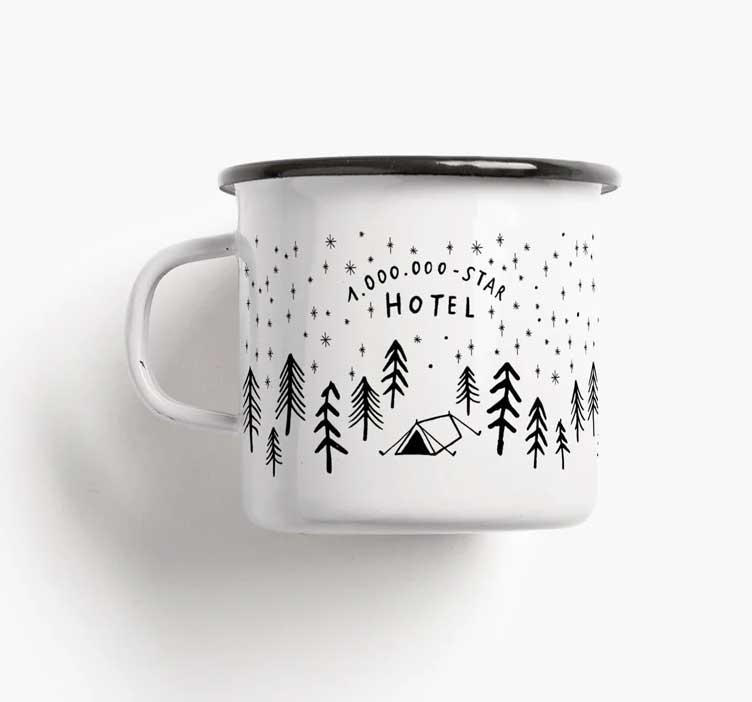 Emaille Becher " 1.000.000 Stars Hotel", Emaille Tasse 