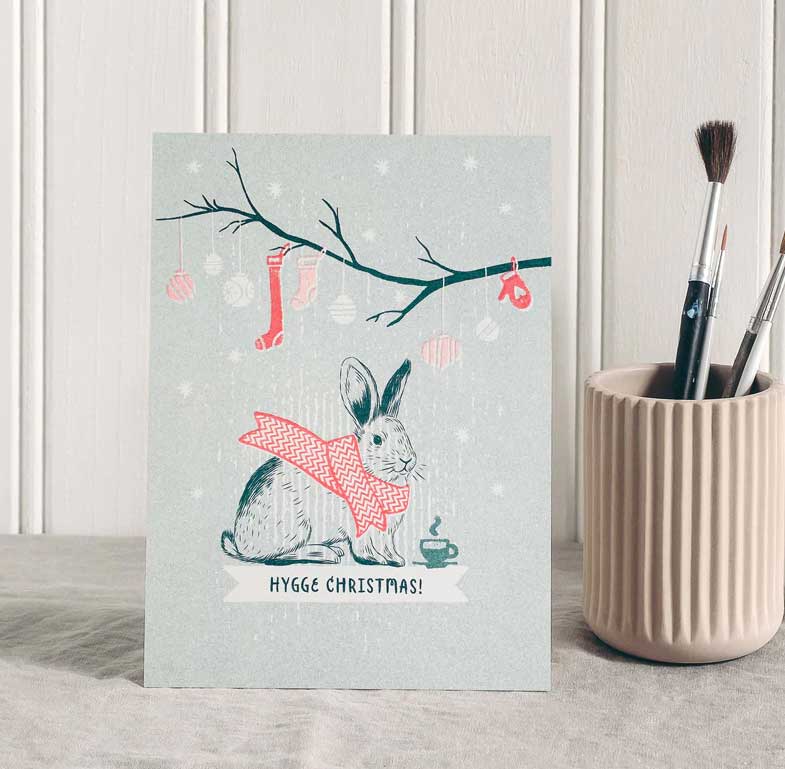 Karte A5 " Hygge Christmas!" von Riso mit braunem Umschlag