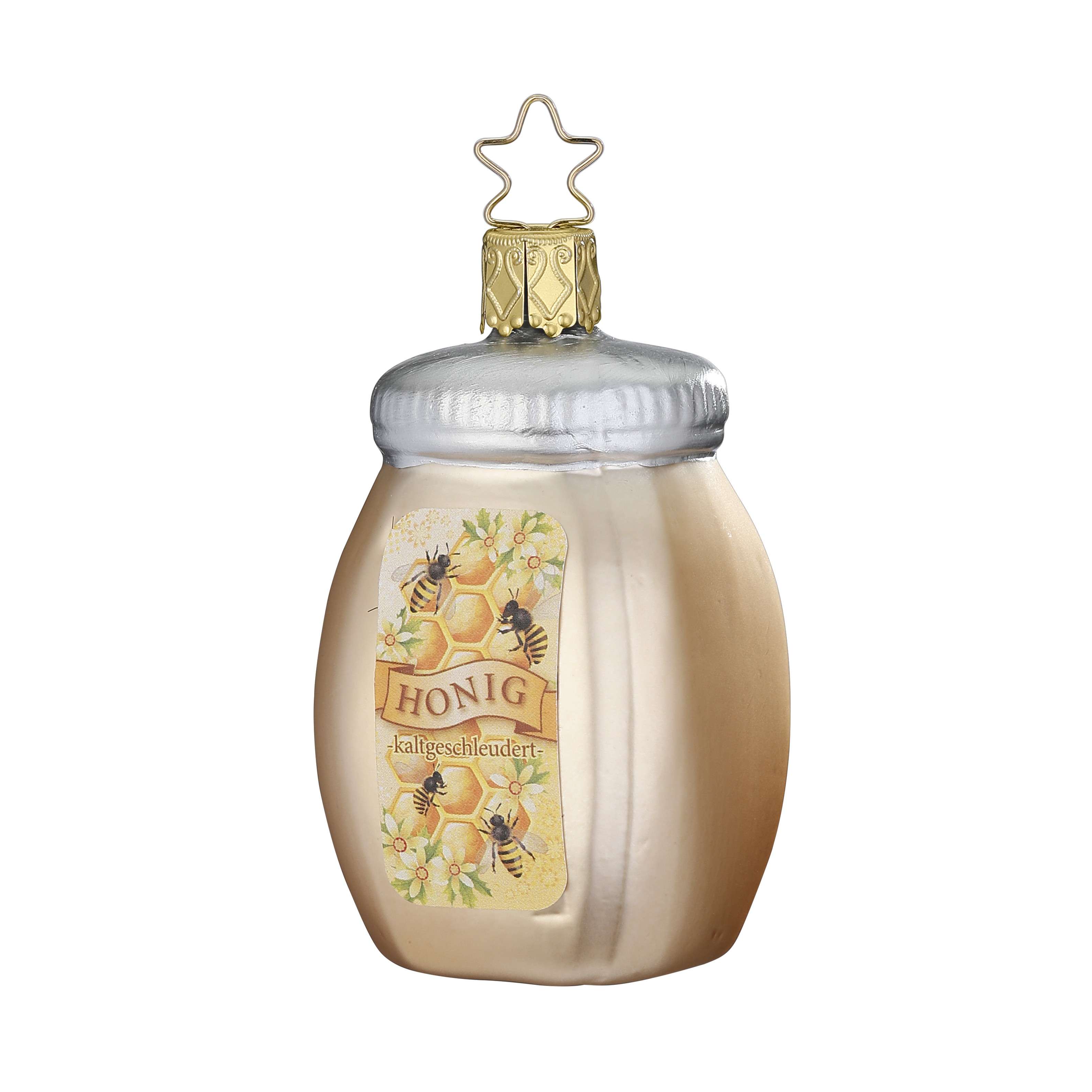 % Inge Glas Honigtopf, Christbaumkugel , Honig, ca. 7,5 cm, Glas 