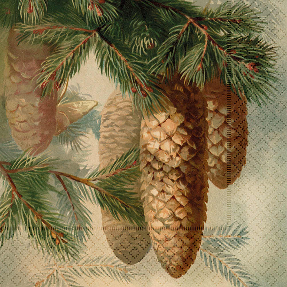 Sköna Ting Papierservietten "Fir cones" Tannenzapfen,  ca. 33 x 33 cm, Lunchservietten