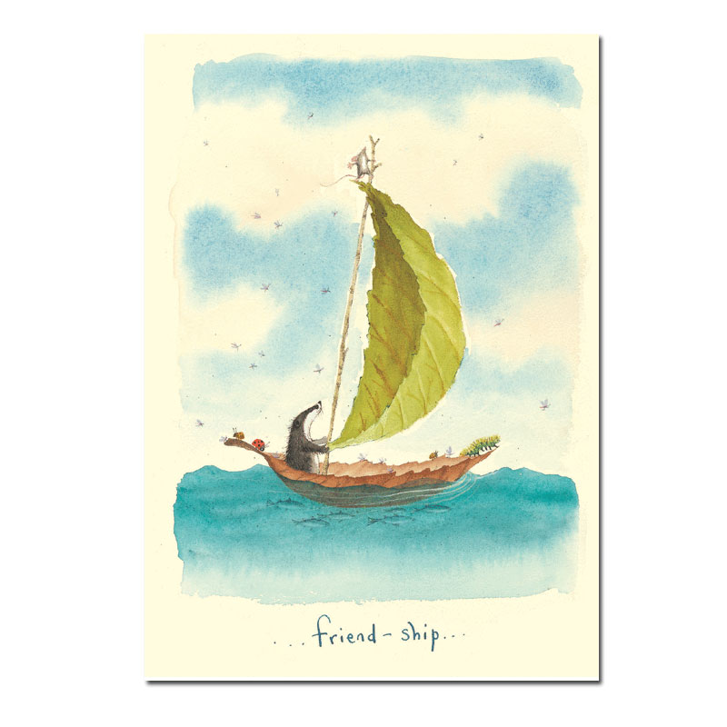 Two Bad Mice Doppelkarte "Friend-Ship  " von Two Bad Mice aus England , Dachs, Freundschaft