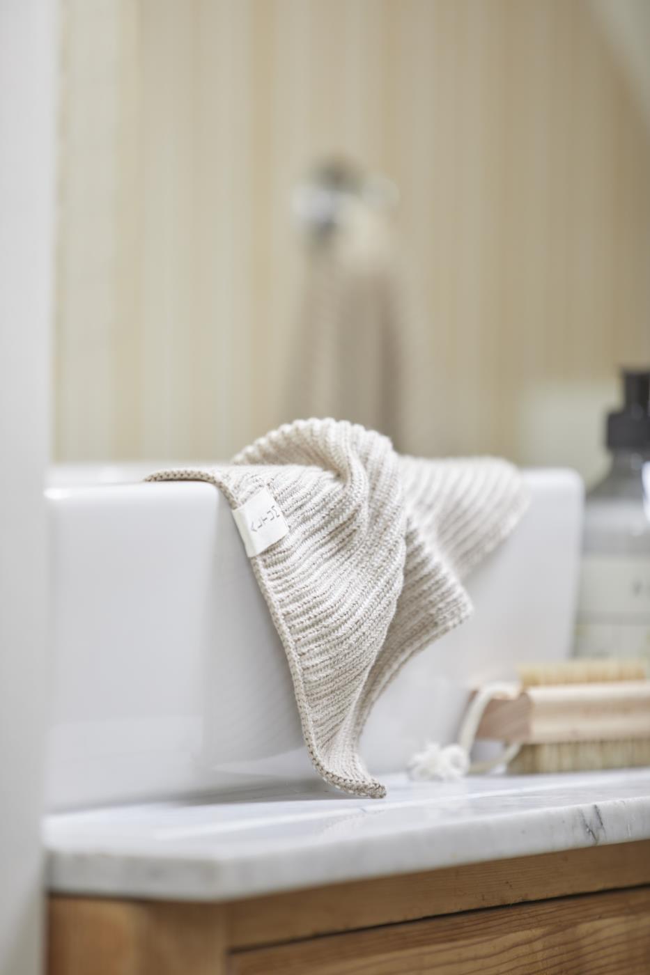 Waschlappen ALTUM gestrickt, beige, ca. 25 x 25 cm