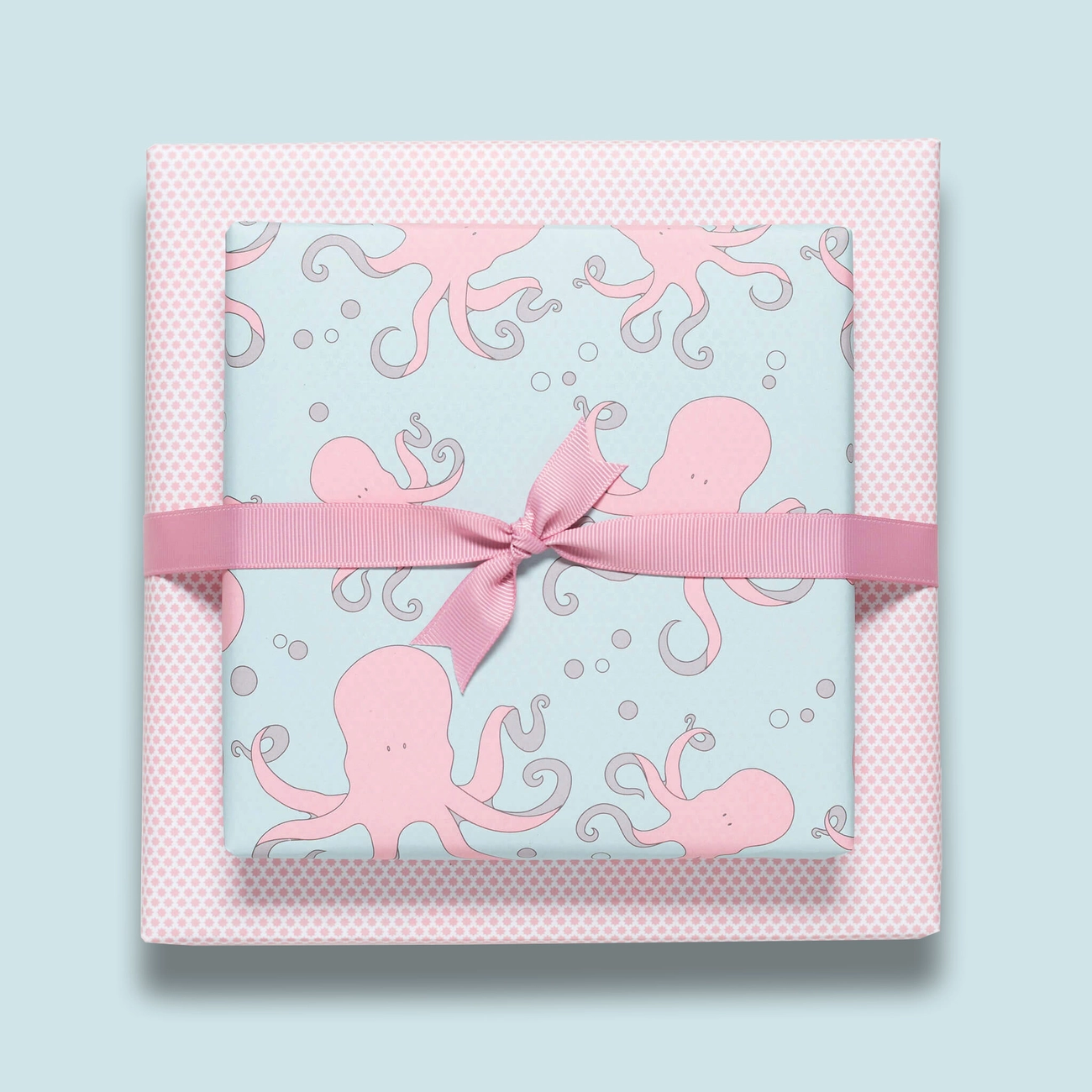 Geschenkpapier Krake rosa, zweiseitiges Recyclingpapier, ca. 67 x 48 cm , beidseitig bedruckt