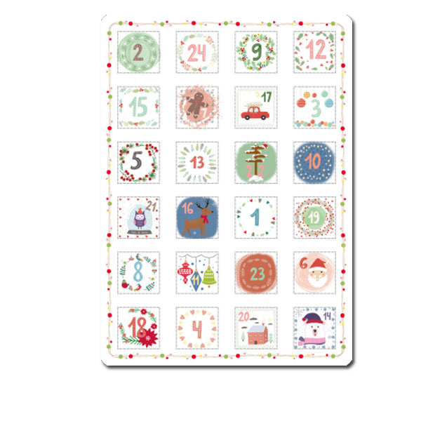 Adventskalender Karte A5 zum Aufstellen "Weihnachtliche Motive"