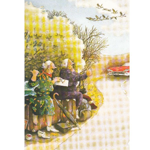 Postkarte Inge Löök "Frauen fahren per Anhalter "  Löök Postkarte, Weiber, Freundschaft