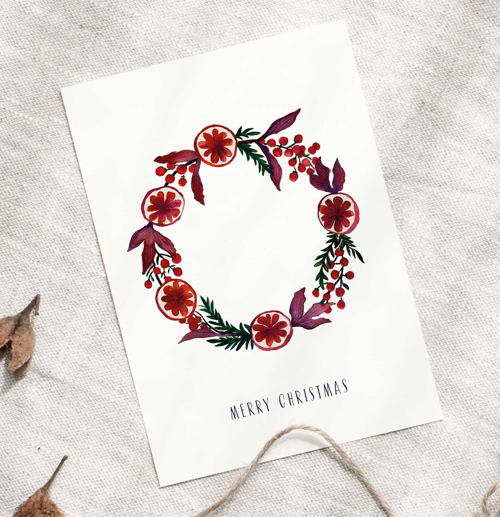 Leo la Douce Postkarte Weihnachtlicher Kranz | Rot